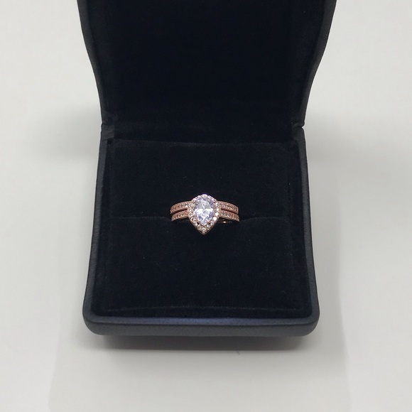 SOLD Rose Gold Tear Drop Wedding Set - Picture 3 of 8